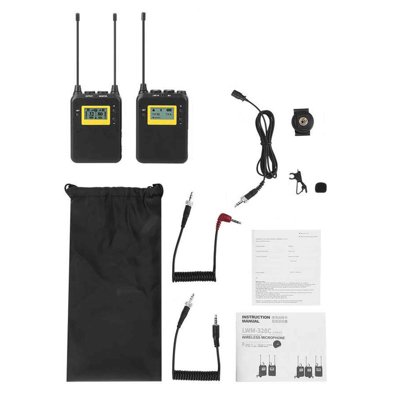 Sistema-Microfone-Lapela-Sem-Fio-LensGo-LWM-328C-Wireless-99-Canais-UHF-Broadcast