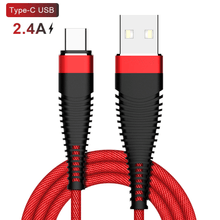 Cabo USB x USB-C (Tipo-C) Carregamento Rápido 2.4A de 1m - Vermelho