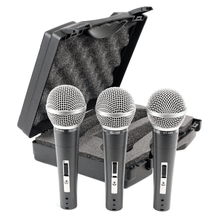 Kit 3x Microfones de Mão CSR HT-48a XLR Dinâmico Unidirecional c/ Maleta