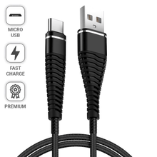 Cabo USB x Micro USB (V8) Carregamento Rápido 2.4A de 1m - Preto