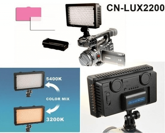 Iluminador-Led-Sun-Gun-CN-LUX2200-200Leds-Video-Light-Bi-Color-3200K-5400K-para-Filmadoras-e-Cameras