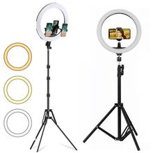 Kit 2x Iluminadores Led Ring Light de 18" + 10" com Tripé e Suporte de Celular