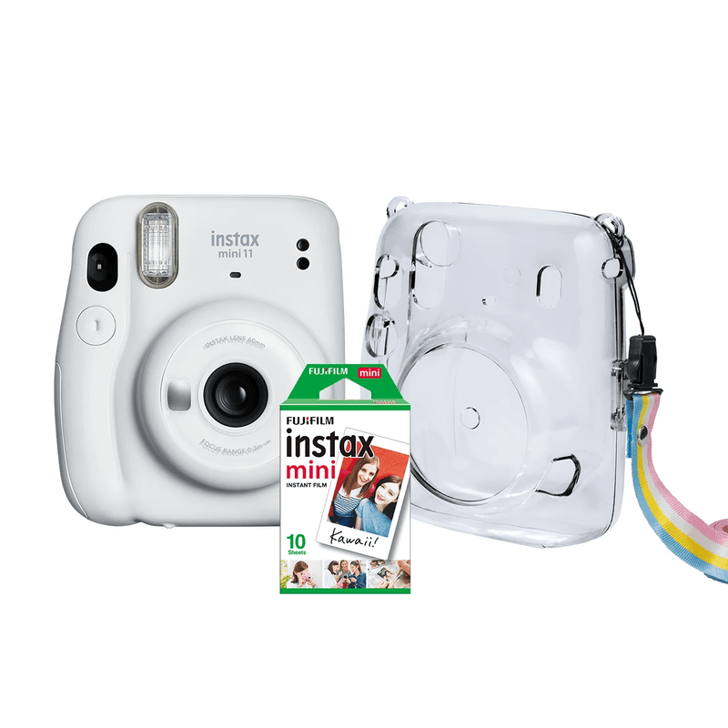 Kit-Camera-Instantanea-FujiFilm-Instax-Mini-11-Branca---Bolsa-Crystal---10-Filmes-Instantaneo