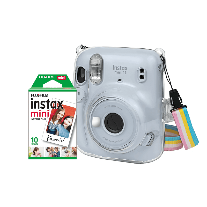 Kit-Camera-Instantanea-FujiFilm-Instax-Mini-11-Branca---Bolsa-Crystal---10-Filmes-Instantaneo