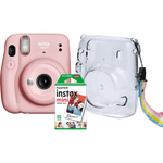 Kit-Camera-Instantanea-FujiFilm-Instax-Mini-11-Rosa---Bolsa-Crystal---10-Filmes-Instantaneo