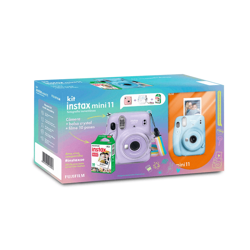 Kit-Camera-Instantanea-FujiFilm-Instax-Mini-11-Azul---Bolsa-Crystal---10-Filmes-Instantaneo