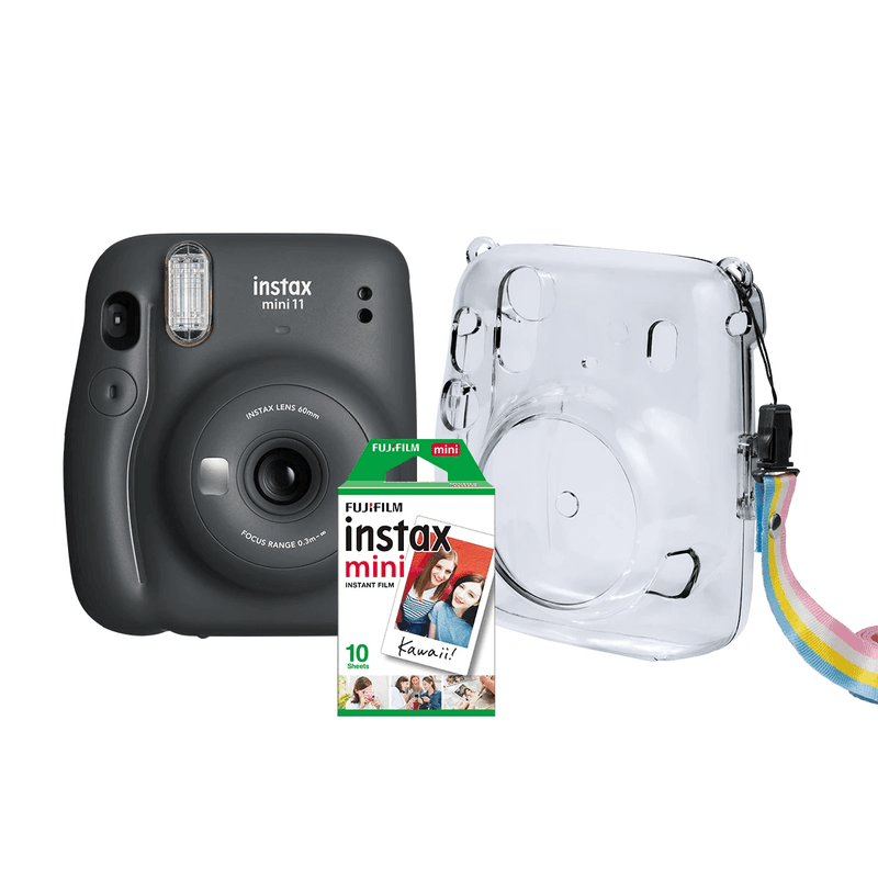 Kit-Camera-Instantanea-FujiFilm-Instax-Mini-11-Grafite---Bolsa-Crystal---10-Filmes-Instantaneo