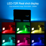 Iluminador-Led-RGB-LED-72R-Full-Color-Video-Light-Compacto-2200K-25000K-com-Bateria-Interna