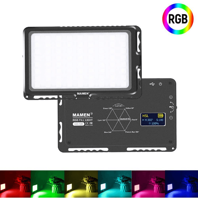 Iluminador-Led-RGB-LED-72R-Full-Color-Video-Light-Compacto-2200K-25000K-com-Bateria-Interna