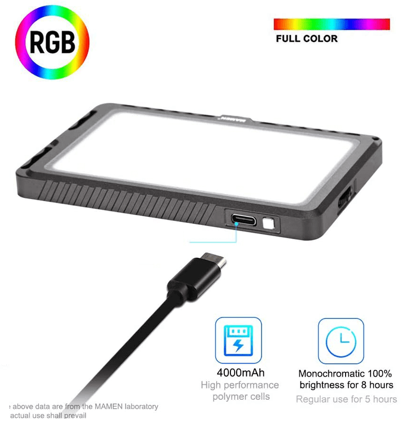 Iluminador-Led-RGB-LED-72R-Full-Color-Video-Light-Compacto-2200K-25000K-com-Bateria-Interna