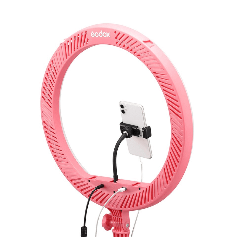 Iluminador-Circular-LED-Godox-LR150-18----30cm-Ring-Light-38w-Bi-Color--Rosa-