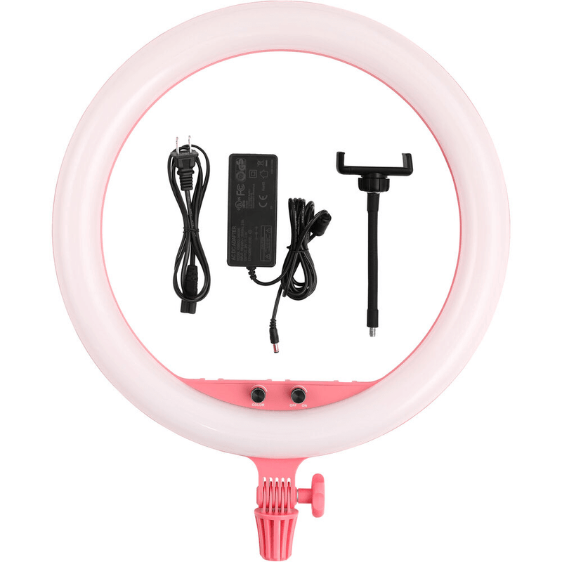 Iluminador-Circular-LED-Godox-LR150-18----30cm-Ring-Light-38w-Bi-Color--Rosa-