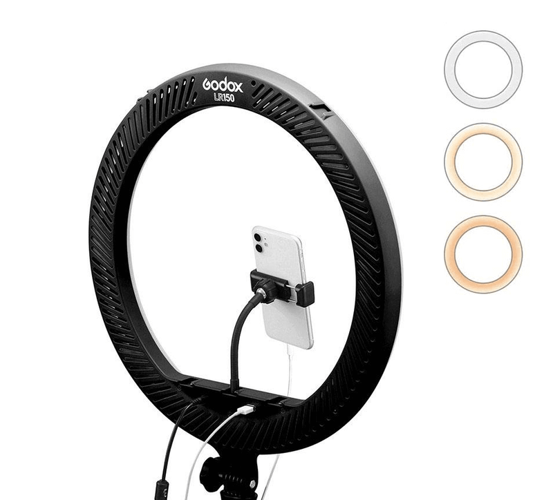 Iluminador-Circular-LED-Godox-LR150-18----30cm-Ring-Light-38w-Bi-Color--Preto-