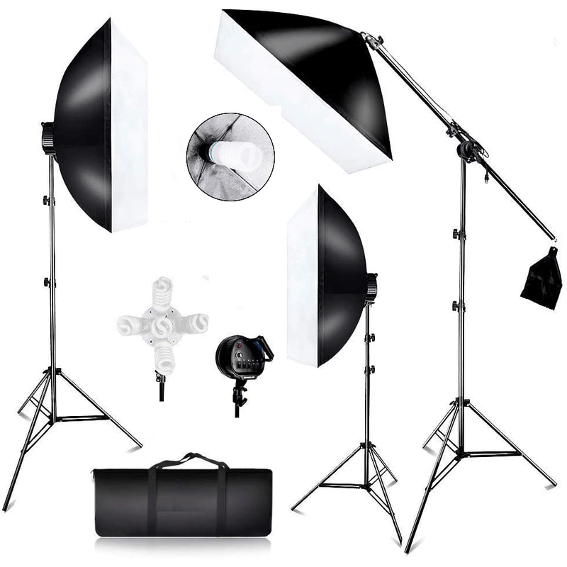 Kit-Iluminacao-Estudio-Softbox-50x60cm-8x-Lampadas-55w-e-1x135w-Girafa-e-Tripes-de-Iluminacao--110V-