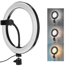 Iluminador Led Circular 10" Ring Light Live USB com Suporte de Celular