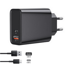 Carregador Rápido Duplo USB x USB-C Quick Charge 3.0 Qualcomm