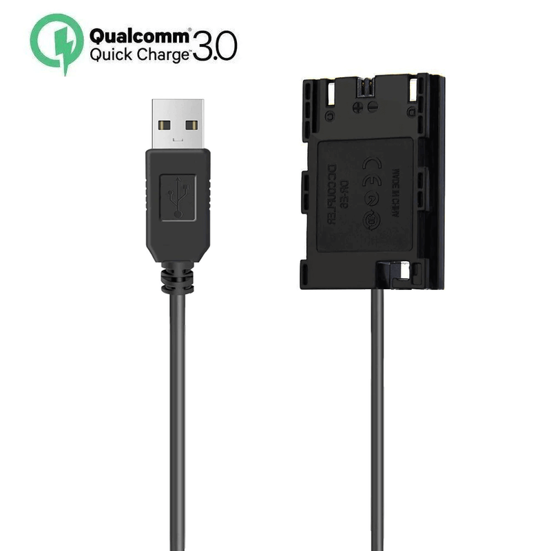 Adaptador-Dummy-de-Bateria-LP-E6N-Canon-com-Cabo-USB-Inteligente-para-Power-Bank--Bivolt-