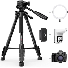 Tripé de Vídeo Kingjoy VT-860 Flip Light Lock com Cabeça Bidirecional Panorâmica 360°