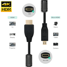 Cabo HDMI x Micro-HDMI 2.0 4K Ultra HDR com Filtro de Anti Ruído Duplo (1 Metro)