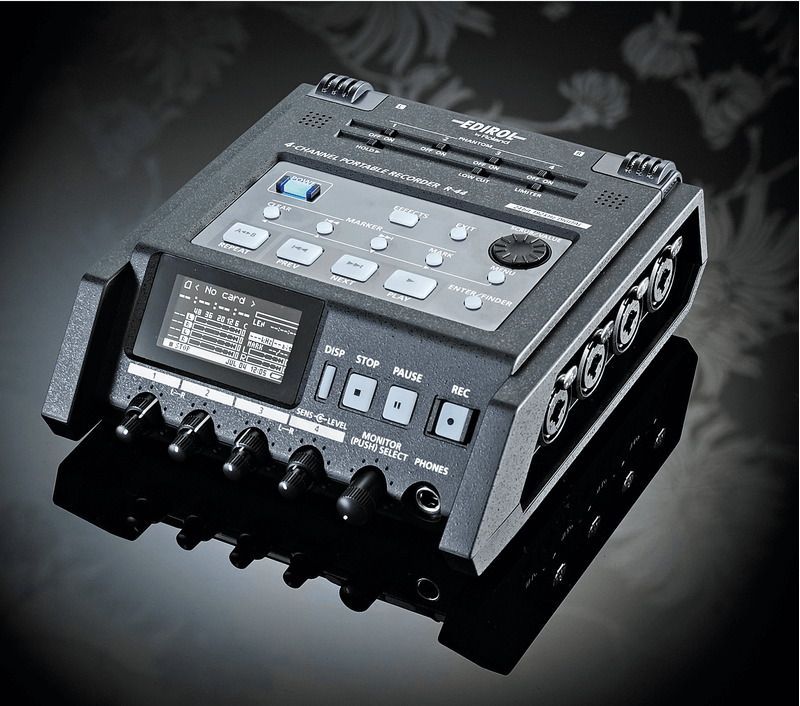 Gravador-Digital-de-Campo-Roland-R-44-Portatil-com-4-Canais-XLR-e-TRS