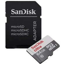 Cartão MicroSDXC SanDisk Ultra 64Gb de 100Mb/s, Classe10, UHS-I U1 A1