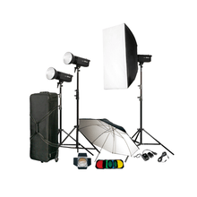 Kit para Estúdio Fotográfico com 3 Flashes de 300Ws e SoftBox (110V)