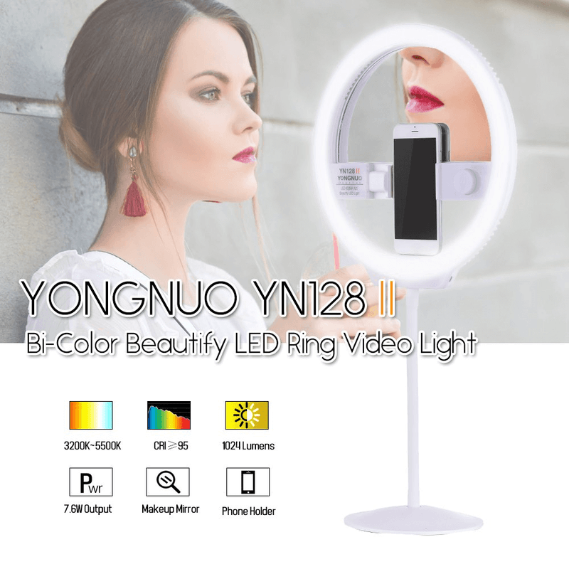 Iluminador-Circular-Ring-Light-LED-Yongnuo-YN128-II-Beauty-Light-Bi-Color-com-Espelho--Branco-