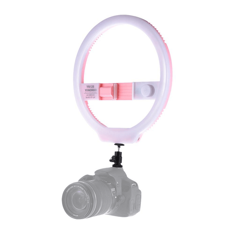 Iluminador-Circular-Ring-Light-LED-Yongnuo-YN128-II-Beauty-Light-Bi-Color-com-Espelho--Rosa-Pink-