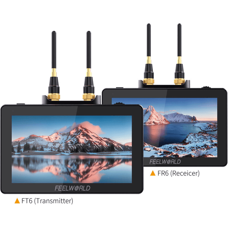 Kit-2x-Monitores-com-Sistema-Transmissor-e-Receptor-FeelWorld-FR6-FT6-Wireless