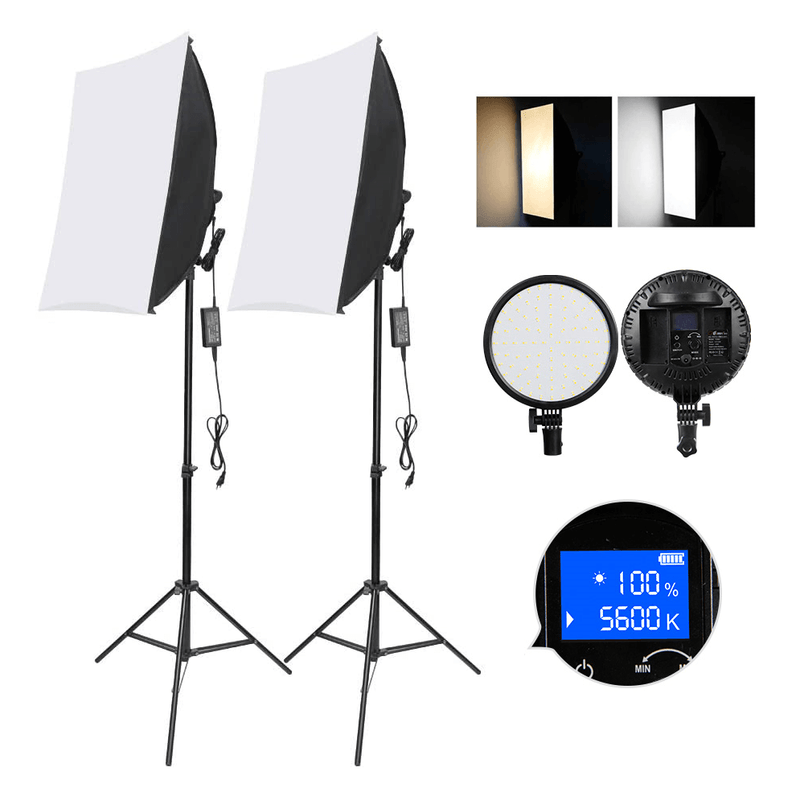 Kit-de-Iluminacao-LED-Soleste-YD601-Studio-Light-Bi-Color-48W-Softbox-50x70cm---Tripe-2m--Bivolt-