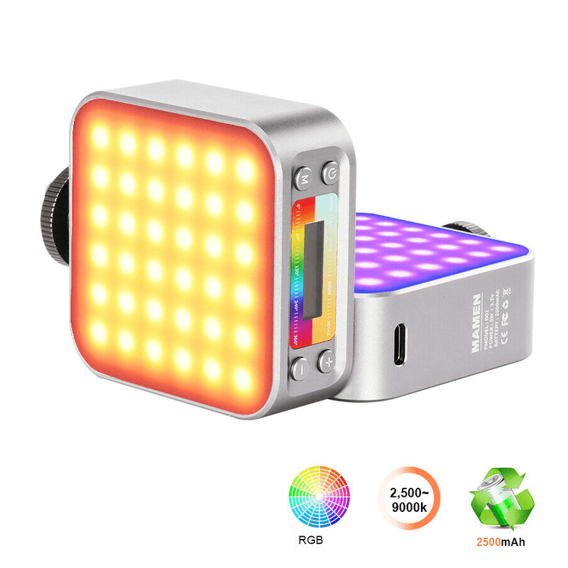 Iluminador-Led-Video-Light-RGB-LED-01-Dupla-Face-5W-Compacto-para-Cameras-e-Filmadoras