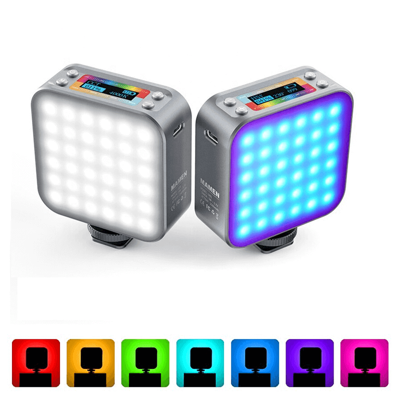 Iluminador-Led-Video-Light-RGB-LED-01-Dupla-Face-5W-Compacto-para-Cameras-e-Filmadoras