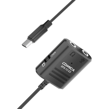 Adaptador de Áudio Comica CVM-SPX-UC (M) Duplo P2 3.5mm (TRS/TRRS) para USB-C Multifuncional