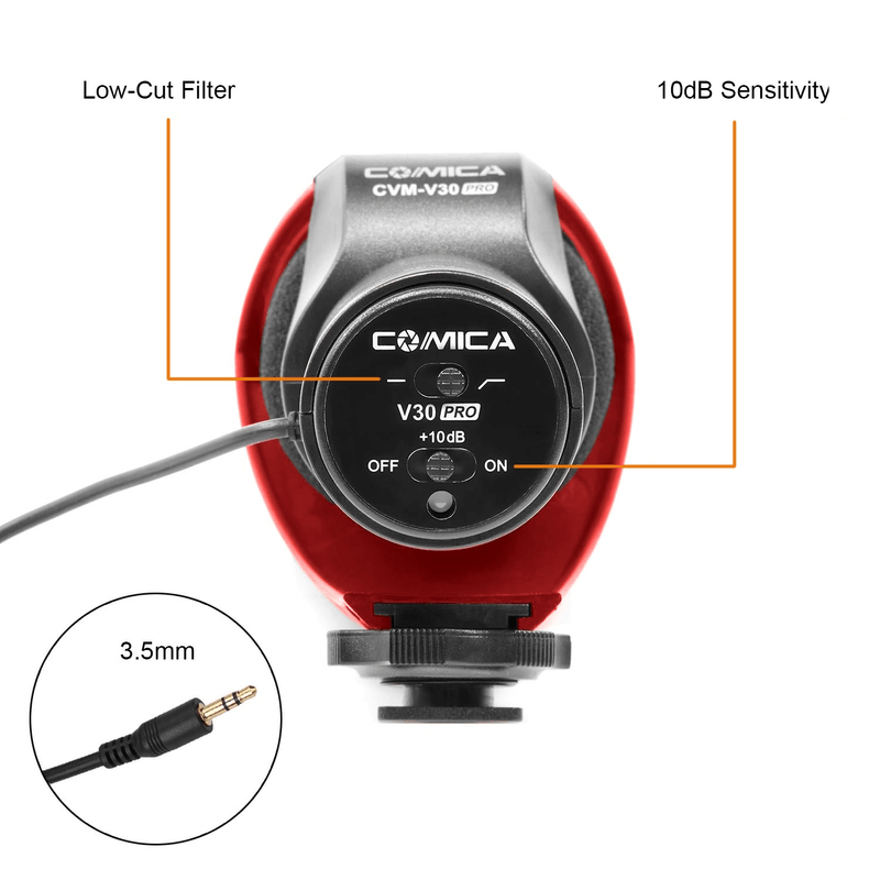 Microfone-Shotgun-Comica-CVM-V30-Pro-R-Supercardioide-Direcional--Vermelho-