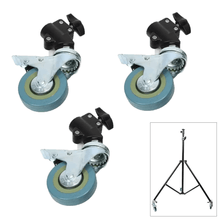 Kit Rodízios 3 Rodas NiceFoto B-22 Stand Wheels para Tripés e Suportes de Estúdio