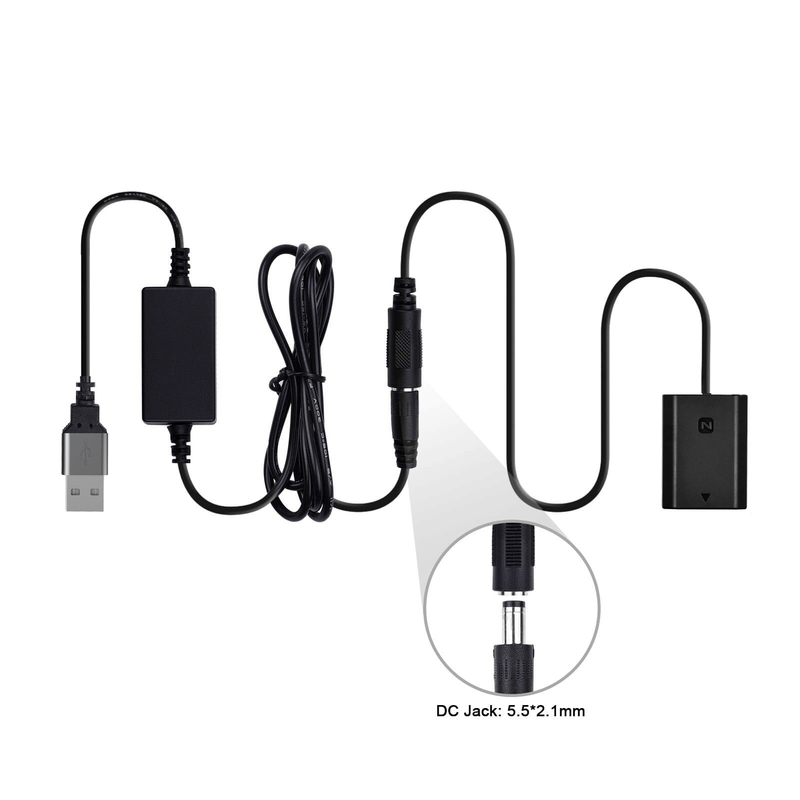 Adaptador-Dummy-Bateria-NP-FZ100-USB-Decodificado-para-Power-Bank--Bivolt-