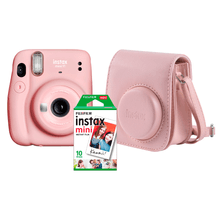 Kit Câmera Instantânea FujiFilm Instax Mini 11 Rosa + Bolsa Couro + Pack 10 Fotos Instantâneas