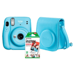 Kit-Camera-Instantanea-FujiFilm-Instax-Mini-11-Azul---Bolsa-Couro---Pack-10-Fotos-Instantaneas