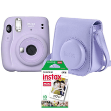 Kit Câmera Instantânea FujiFilm Instax Mini 11 Lilás + Bolsa Couro + Pack 10 Fotos Instantâneas