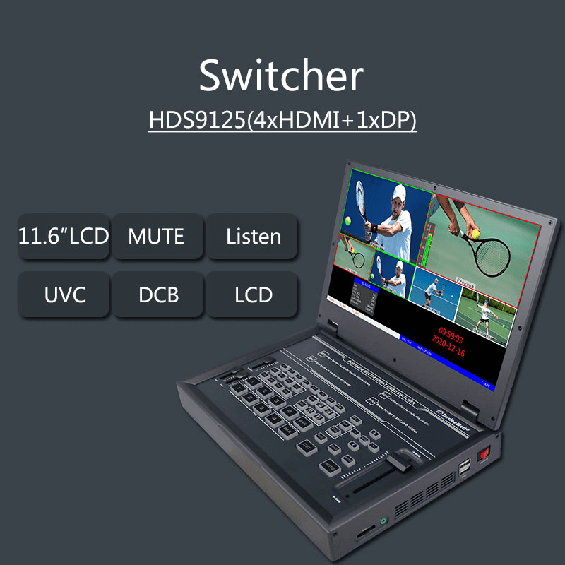 Switcher-DeviceWell-HDS9125-5-Canais-Monitor-LCD-116--4xHDMI-1xDP-e-Multiview-LiveStream-