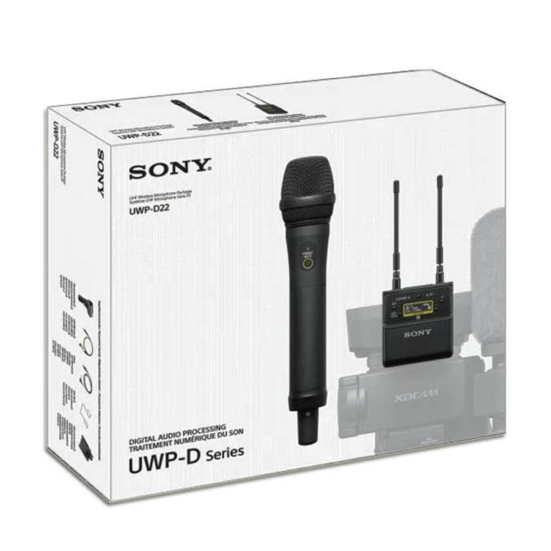 Sistema-Wireless-Sony-UWP-D22-Microfone-de-Mao-Cardioide-Sem-Fio-com-Montagem-em-Cameras