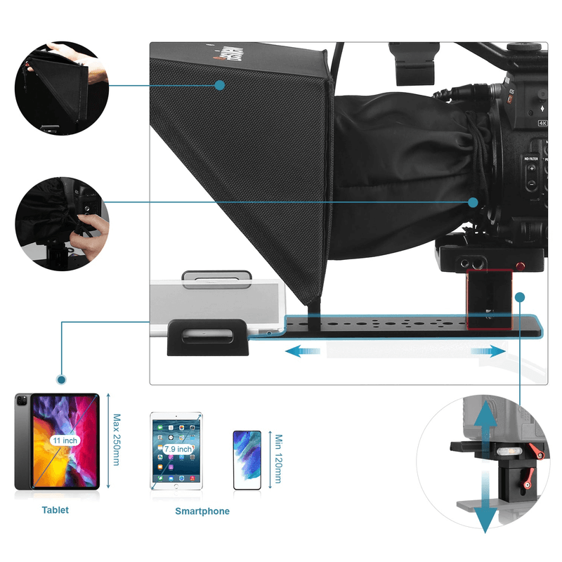 Teleprompter-Desview-T12-Portatil-para-Cameras-SmartPhones-e-Tablets