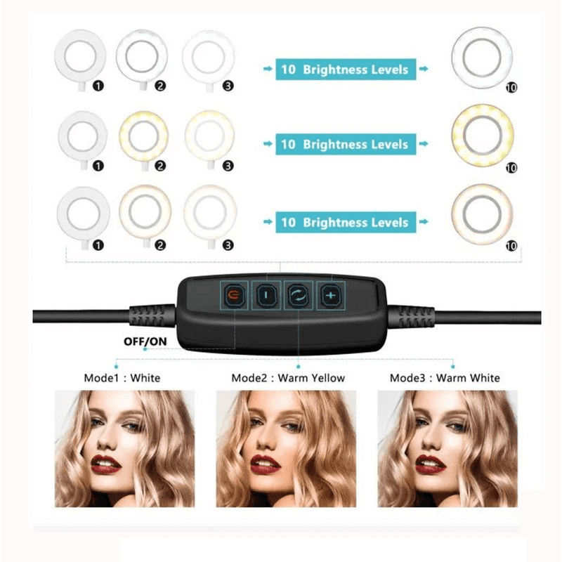 Kit-Iluminacao-Estudio-Led-3x-Ring-Light-12--USB-20W-Braco-Extensor-Tripes-e-Suporte-Smartphone