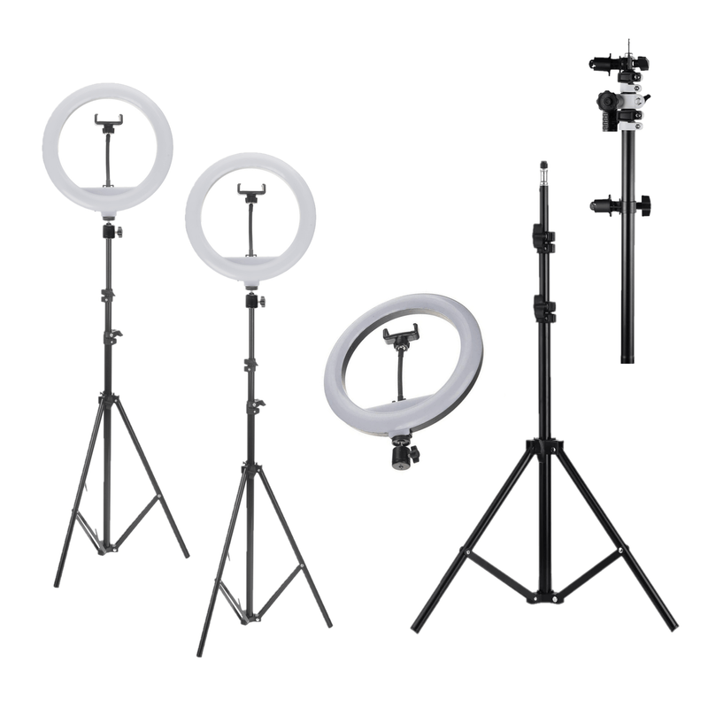 Kit-Iluminacao-Estudio-Led-3x-Ring-Light-12--USB-20W-Braco-Extensor-Tripes-e-Suporte-Smartphone