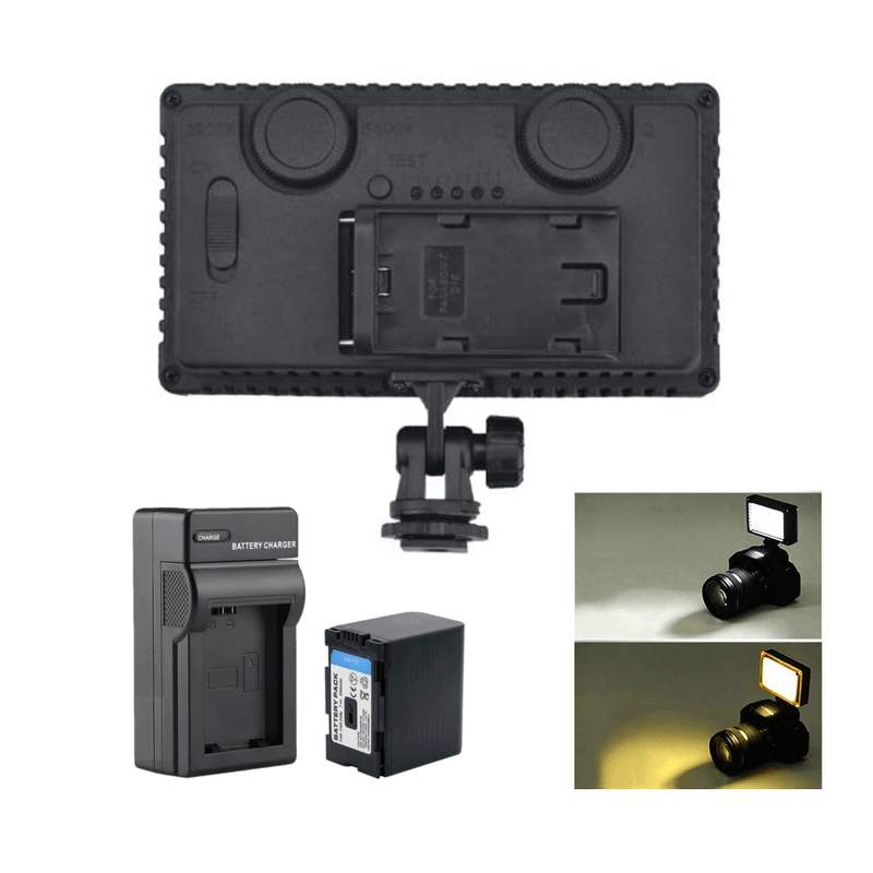 Iluminador-Led-SunGun-CN-LUX2200-Video-Light-Bi-Color-3200K-5400K-com-Bateria-e-Carregador