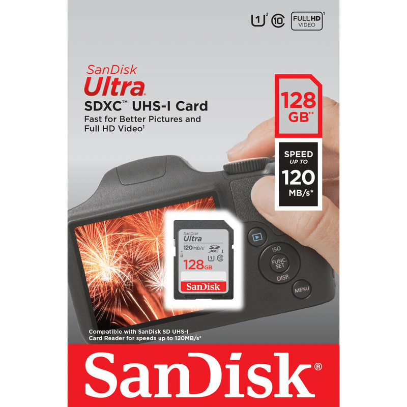 Cartao-SDXC-128Gb-SanDisk-Ultra-UHS-I-U1-Classe-10-120mb-s-