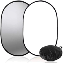 Rebatedor Fotográfico 2 em 1 Oval 70x110cm Dobrável (Branco e Prata)