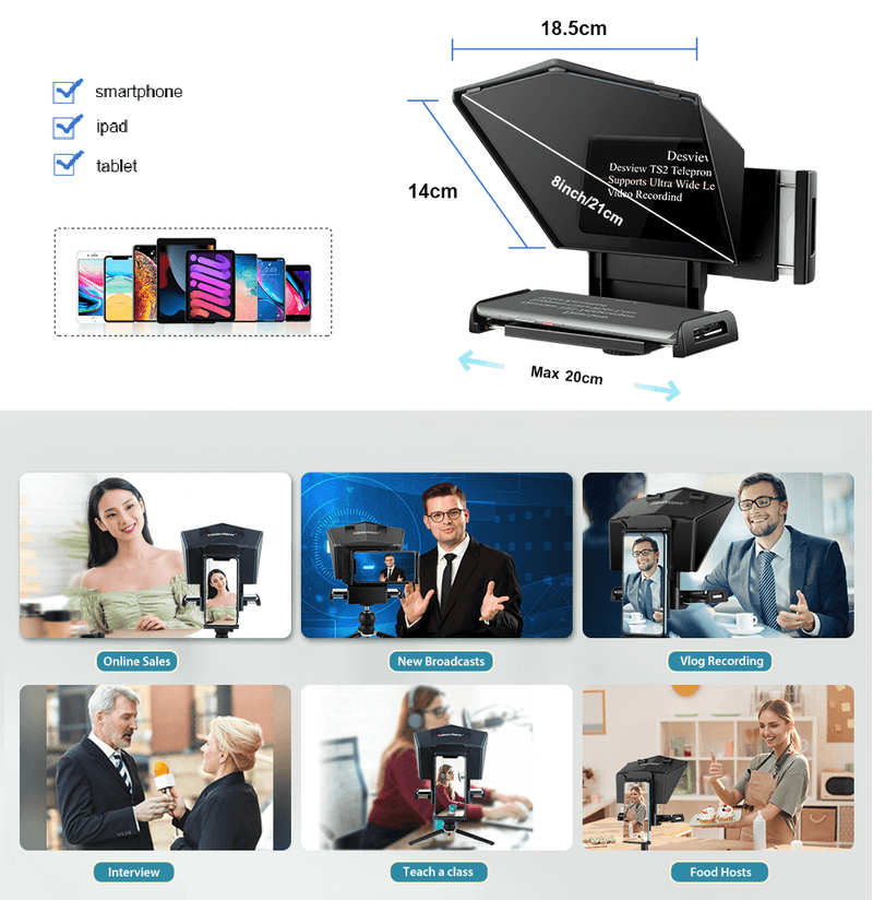 Teleprompter-Portatil-Desview-TS2-Controle-Bluetooth-e-Visor-HD-para-Smartphones