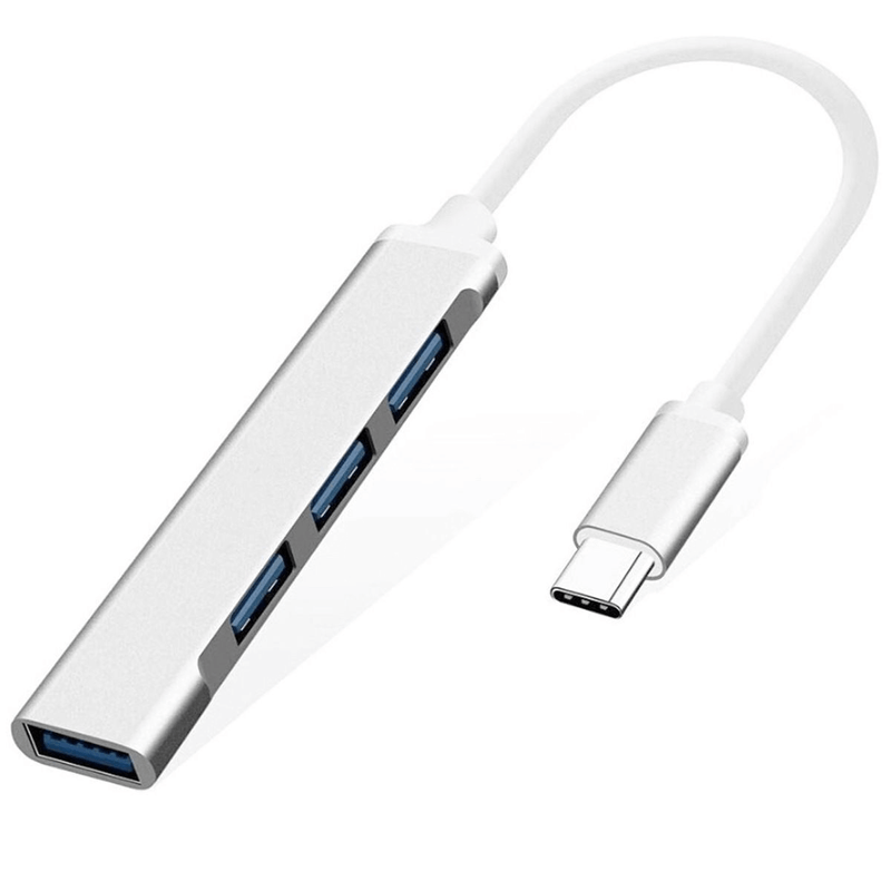 Hub-Adaptador-USB-C-OTG-com-4-Portas-3x-USB-2.0---1x-USB-3.0-de-Alta-Velocidade