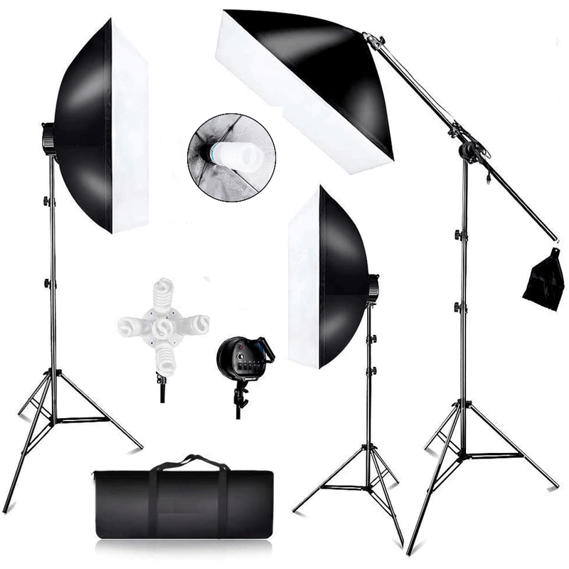 Kit-Iluminacao-Estudio-Softbox-50x60cm-8x-Lampadas-55w-e-1x135w-Girafa-e-Tripes-de-Iluminacao--220V-